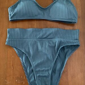 SHEIN Blue Ribbed Bikini Set